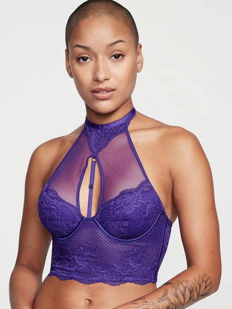 Кружевной корсетный топ Victoria's Secret с воротником 1159799387 (Фиолетовый, XS)