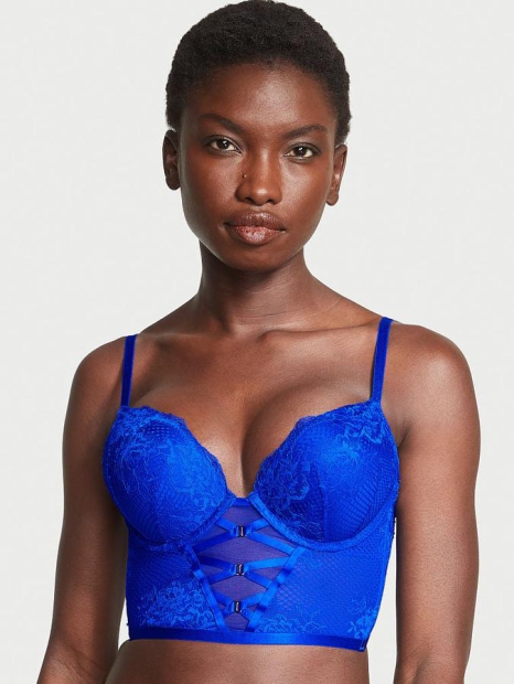 Корсет Push-Up Victoria's Secret с кружевом 1159803555 (Синий, 34A)