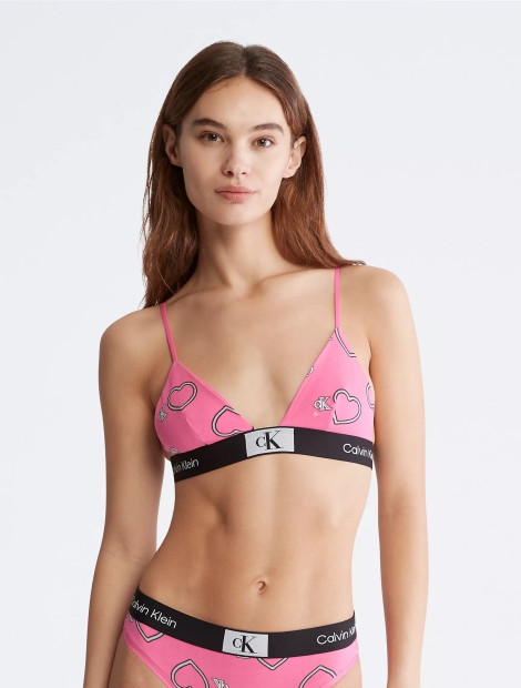 Женский бралетт Calvin Klein триангл с принтом 1159810317 (Розовый, S)