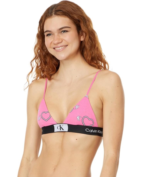 Женский бралетт Calvin Klein триангл с принтом 1159807813 (Розовый, M)