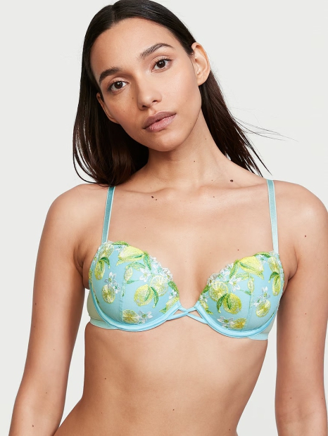 Шикарный сетчатый бюстгальтер Victoria's Secret с вышивкой 1159809795 (Голубой, 32DDD)