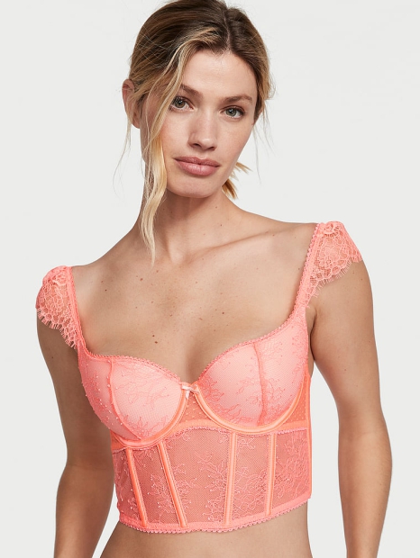 Шикарный корсет-бюст Victoria's Secret с кружевом 1159815744 (Оранжевый L)