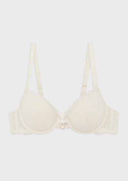 Жіночий мереживний бюстгальтер Emporio Armani 1159824598 (Молочний 36B)