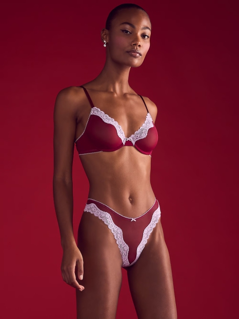 Шикарний бюстгальтер сітчастий Victoria's Secret 1159824763 (Бордовий 32B)