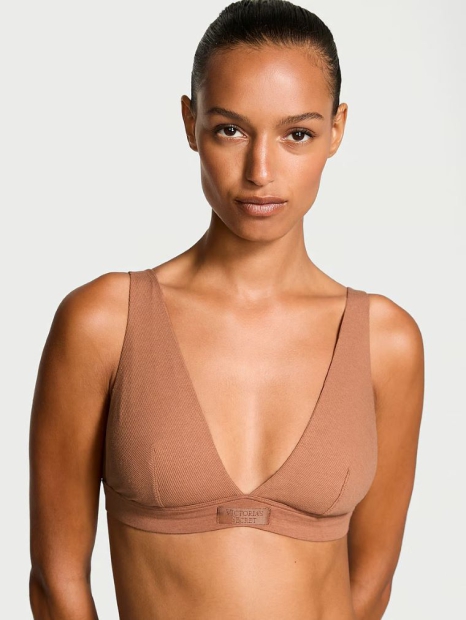 Еластичний бюстгальтер у рубчик Victoria's Secret бралетт 1159827869 (Коричневий M)