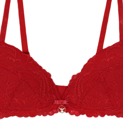 Жіночий мереживний бюстгальтер Emporio Armani бра триангл 1159831092 (Червоний L)