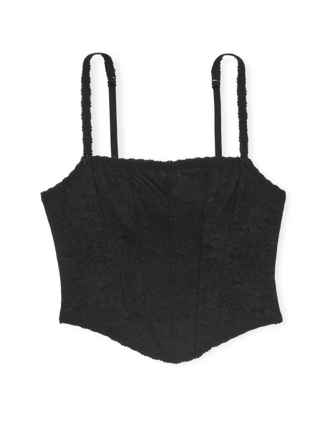 Мереживний корсетний топ Victoria's Secret Pink 1159831411 (Чорний L)