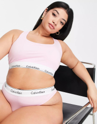 Бралетт эластичный Calvin Klein топ с логотипом и спиной-борцовкой 1159769493 (Розовый, 1X)