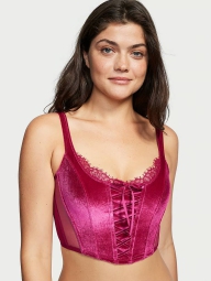 Бархатный корсетный топ Victoria's Secret на шнуровке 1159799010 (Розовый, M)