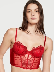 Шикарный корсет-бюст Victoria's Secret с блестящей вышивкой 1159820182 (Красный 32B)