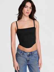 Мереживний корсетний топ Victoria's Secret Pink 1159831411 (Чорний L)