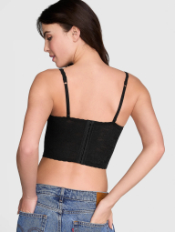 Мереживний корсетний топ Victoria's Secret Pink 1159831411 (Чорний L)