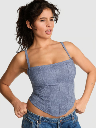 Кружевной корсетный топ Victoria's Secret Pink 1159833365 (Синий M)