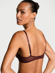 Сетчатый бюстгальтер Victoria's Secret с отделкой из экокожи 1159835533 (Бордовый 38DD)