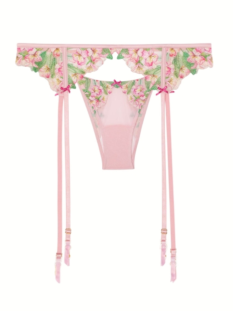Роскошный комплект Victoria's Secret пояс для чулок и трусики 1159826971 (Розовый L)