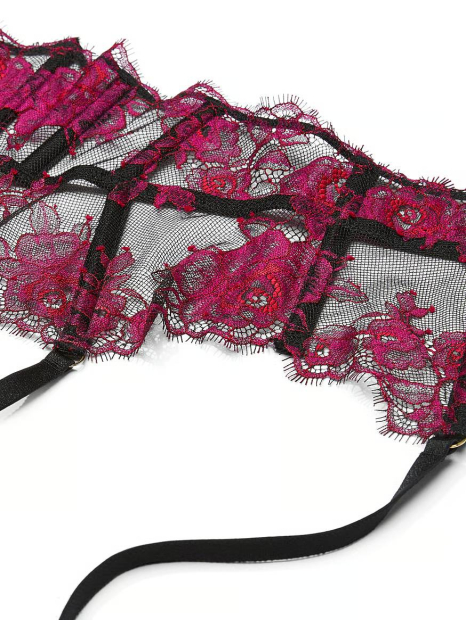 Кружевной комплект Victoria's Secret пояс для чулок и трусики тонг 1159835310 (Розовый XS)
