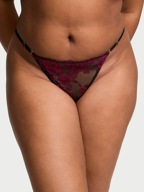 Кружевной комплект Victoria's Secret пояс для чулок и трусики стринги 1159835311 (Розовый XS)