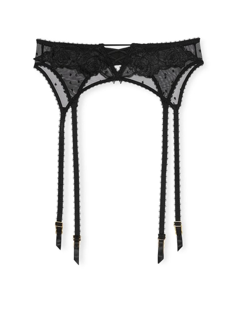 Мереживний комплект Victoria's Secret пояс для панчохи та трусики бразилії 1159836807 (Чорний M)