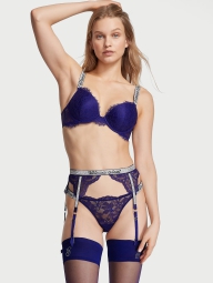 Сексуальный пояс для чулок Victoria's Secret со стразами 1159817510 (Синий XS/S)