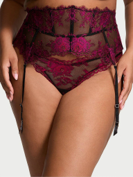Кружевной комплект Victoria's Secret пояс для чулок и трусики тонг 1159835310 (Розовый XS)