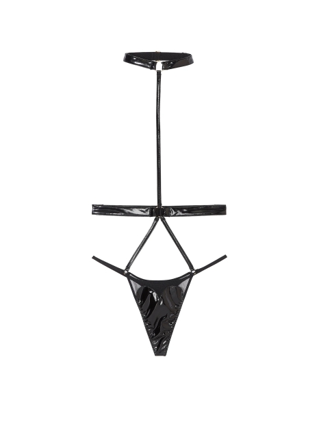 Женский лакированный комбидресс Victoria's Secret открытый 1159824844 (Черный XL)