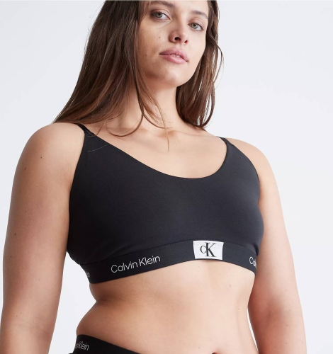 Женский комплект Calvin Klein бюст-топ и трусики тонг 1159799645 (Черный/Белый, 2X)