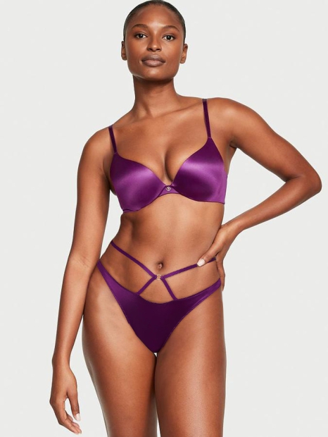 Комплект Victoria's Secret бюст Push-Up та трусики тонг 1159804566 (Фіолетовий, 34B/S)