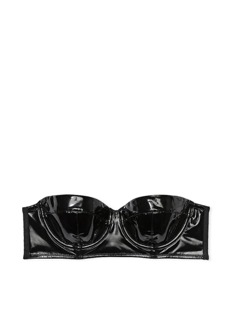 Комплект белья из искусственной кожи Victoria's Secret бюст-балконет и трусики 1159807176 (Черный, 32C/S)
