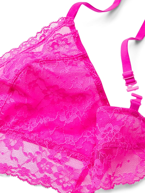 Кружевной комплект белья Victoria's Secret бралетт и трусики тонг 1159804681 (Розовый, XS)
