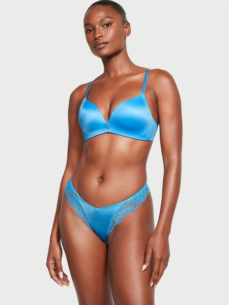 Комплект Victoria's Secret бюст Push-Up та трусики тонг 1159806384 (Блакитний, 34D)