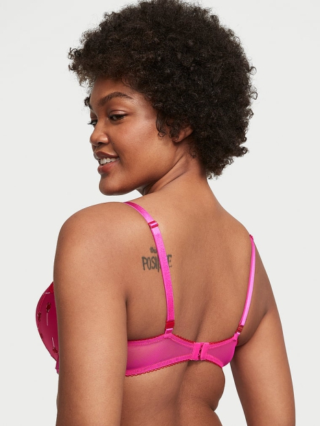 Атласний комплект білизни Victoria's Secret ліф Push-Up та трусики тонг 1159806440 (Рожевий, XL)