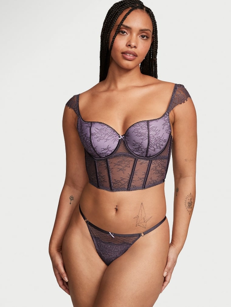 Комплект белья Victoria's Secret корсет и трусики стринги 1159808534 (Фиолетовый, XS)