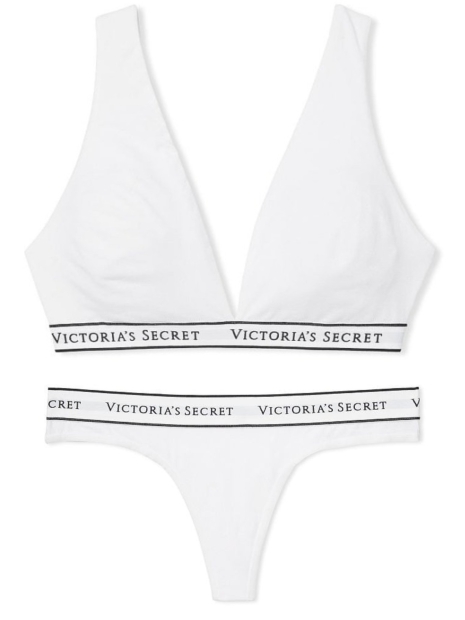 Жіночий комплект білизни Victoria's Secret бралетт та трусики тонг 1159808707 (Білий, XS)