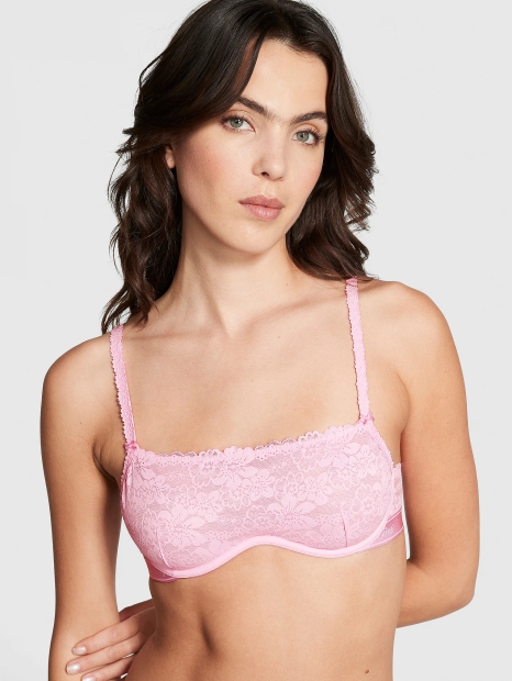 Кружевной комплект Victoria's Secret Pink бюстгальтер и трусики тонг 1159811187 (Розовый, XL)