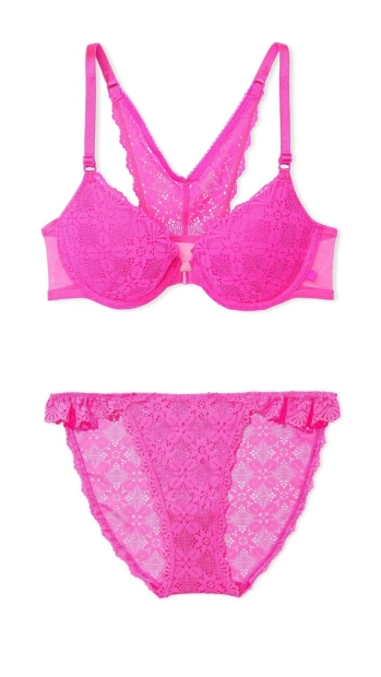 Комплект білизни Victoria's Secret ліф та трусики бікіні 1159813256 (Рожевий, 36D/L)