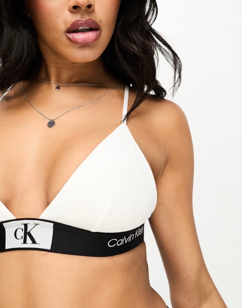 Жіночий комплект білизни Calvin Klein ліф триангл та трусики тонг 1159814177 (Білий, XL)