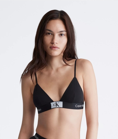 Женский комплект белья Calvin Klein лиф триангл и трусики тонг 1159814240 (Черный, XL)