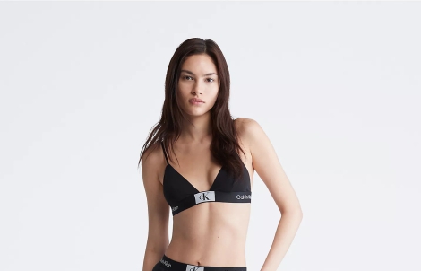 Женский комплект белья Calvin Klein лиф триангл и трусики тонг 1159814240 (Черный, XL)