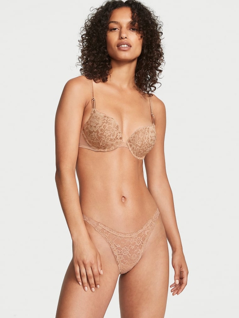 Комплект белья Victoria's Secret бюст Push Up и трусики бразилиана 1159815180  (Бежевий 34C/M)