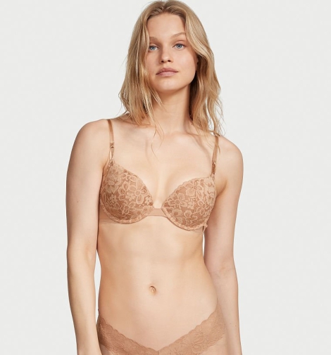 Комплект белья Victoria's Secret бюст Push Up и трусики бразилиана 1159815180  (Бежевий 34C/M)