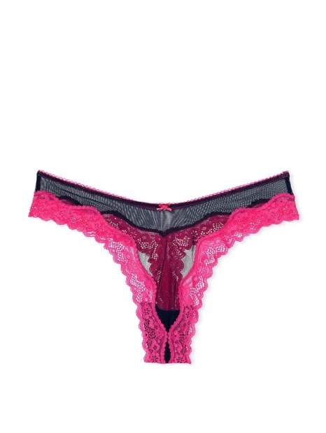 Кружевной комплект белья Victoria's Secret бюст и трусики тонг 1159817078 (Синий 34D/M)