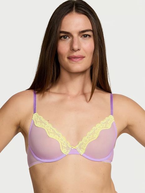 Кружевной комплект белья Victoria's Secret бюст и трусики чики 1159818432 (Сиреневый 36C/L)