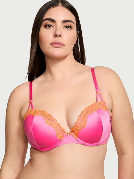 Комплект белья Victoria's Secret бюст Push-Up и трусики тонг 1159816802 (Розовый 34A/S)