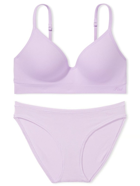 Комплект белья Victoria's Secret PINK бюст Push-Up и трусики бикини 1159817345 (Сиреневый XXL)