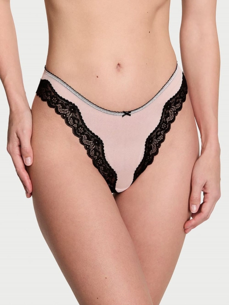 Комплект белья Victoria's Secret бюст Push-Up и трусики тонг 1159818257 (Розовый 34B/S)