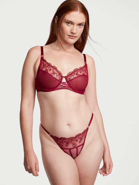 Комплект белья  Victoria's Secret бюст и трусики бразильяны 1159820216 (Красный 42DD/XXL)