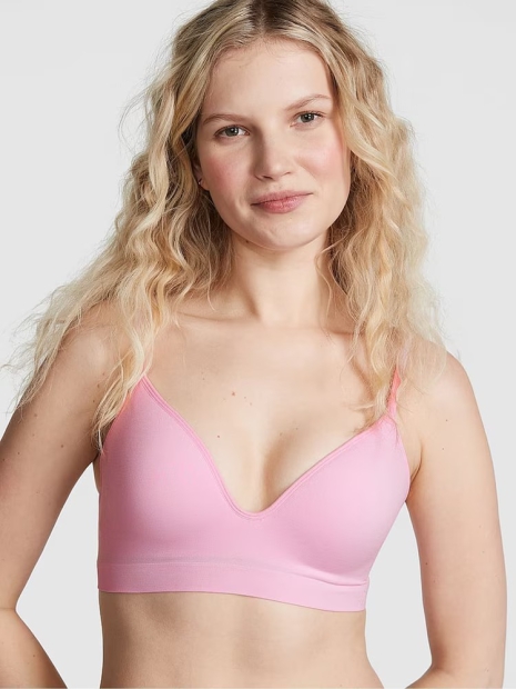 Женский комплект белья Victoria's Secret Pink лиф Push-Up и трусики тонг 1159823719 (Розовый L)
