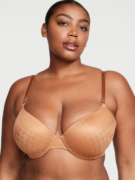 Вишуканий комплект білизни Victoria's Secret погруддя Push-Up та трусики тонг 1159828723 (Коричневий 32A/XS)