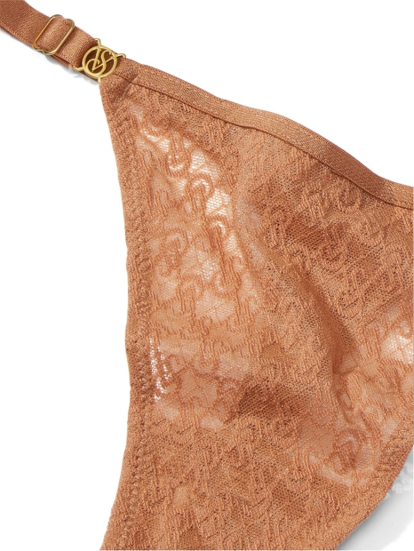Вишуканий комплект білизни Victoria's Secret погруддя Push-Up та трусики тонг 1159828723 (Коричневий 32A/XS)