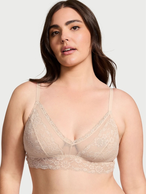 Шикарний комплект білизни Victoria's Secret бралетт та трусики тонг 1159828969 (Бежевий S)